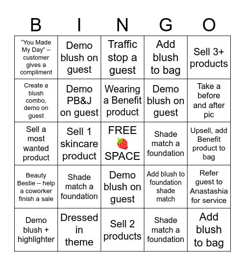 Benefit Juice Bar! Bingo Card