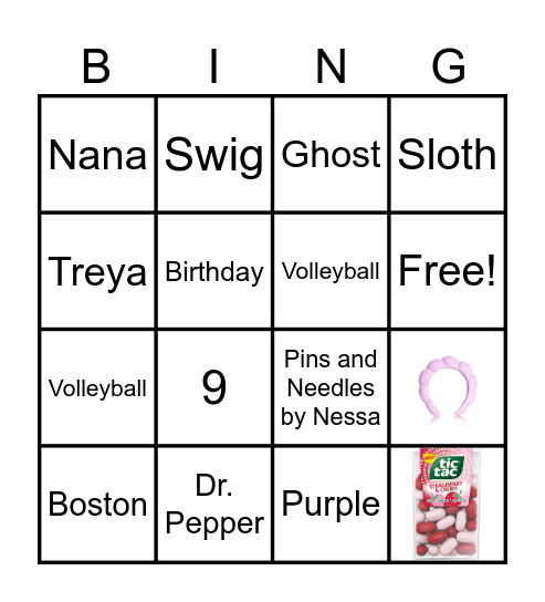 Shrey B-Day Bingo Card