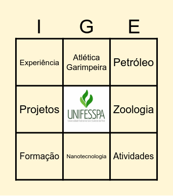 Bingo das Entidades Estudantis Bingo Card