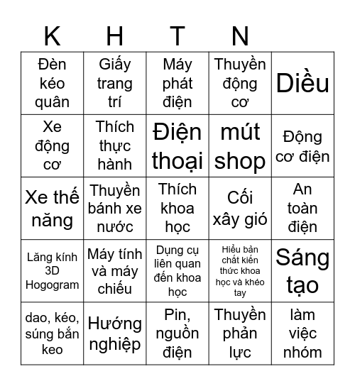 Sân Chơi Vui Vẻ Bingo Card