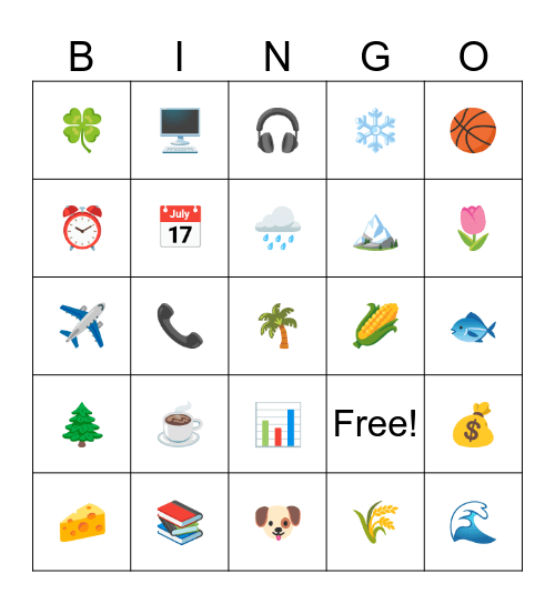 Emojis Bingo 😆 Bingo Card