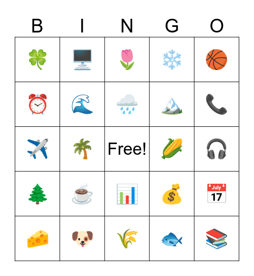 Emojis Bingo 😆 Bingo Card