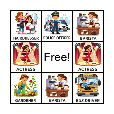 Jobs Vocabulary Bingo Card