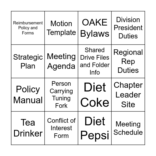 OAKE S-I-N-G-O Bingo Card