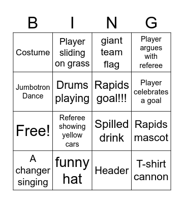 Soccer Bingo Card