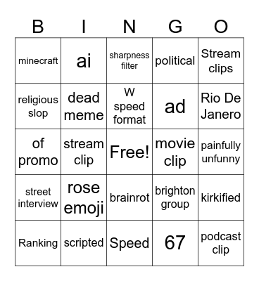 INSTAGRAM REELS BINGO Card