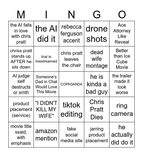 MINGO Bingo Card
