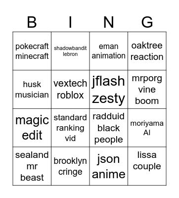 hide and seek youtube shorts Bingo Card