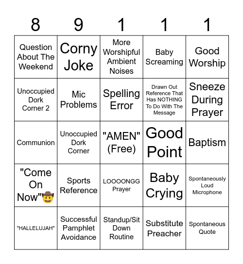 CHURCH BINGO Card