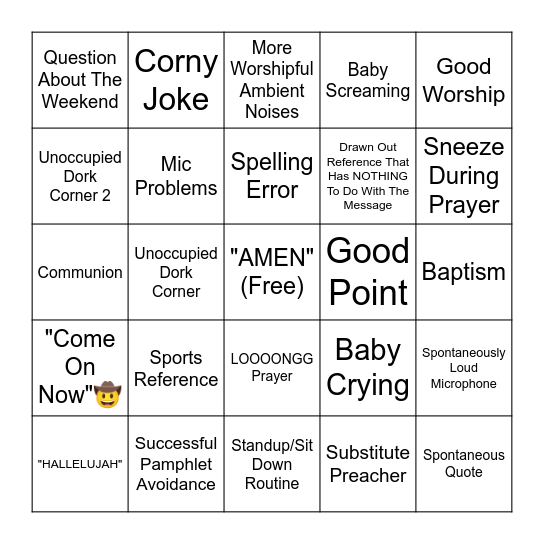 CHURCH BINGO Card
