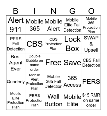 Upsell RMR Bingo Card