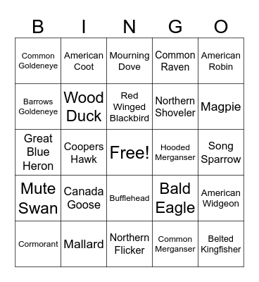 Bird Bingo Card