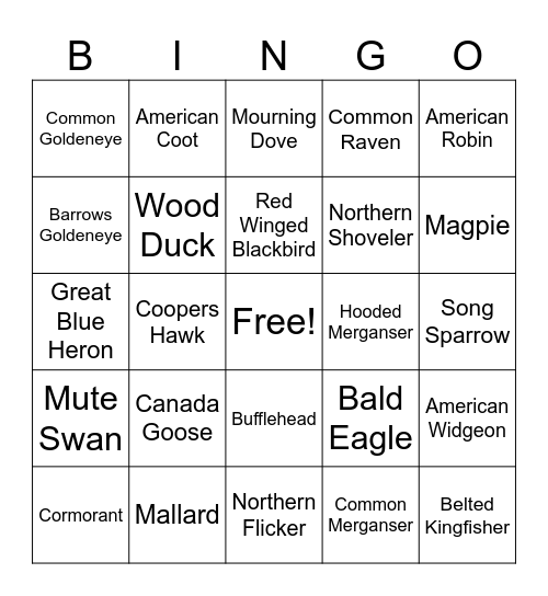 Bird Bingo Card