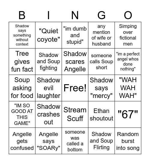 mod night 2.0 Bingo Card