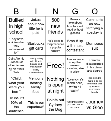 DJ Elliot Bingo Card
