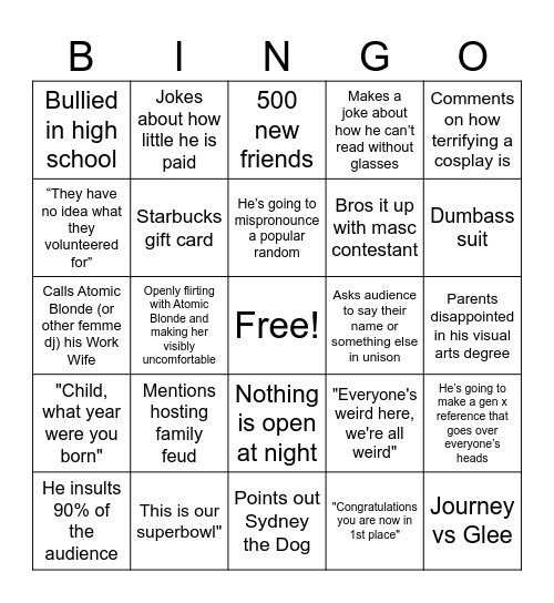 DJ Elliot Bingo Card
