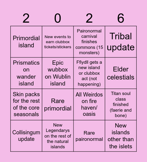 MSM Yearly Bingo Card Bingo Card