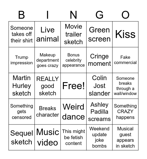 SNL Bingo Card