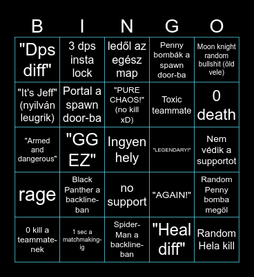 Marvel Rivals Bingo Card