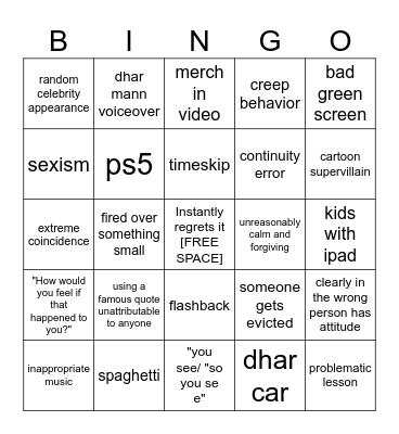 Dhar Mann Jarvis Bingo Card