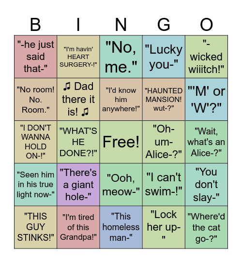 Vocal Stim Bingo Card