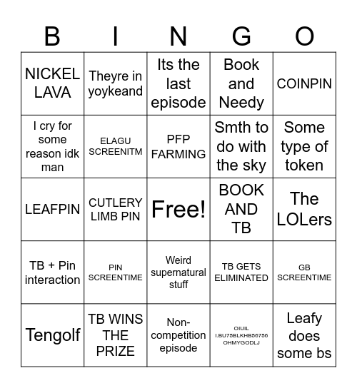 BFDIA 24 Bingo Card