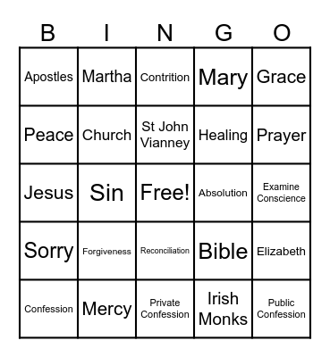 Reconciliation Bingo Card
