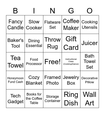 Gift Bingo Card