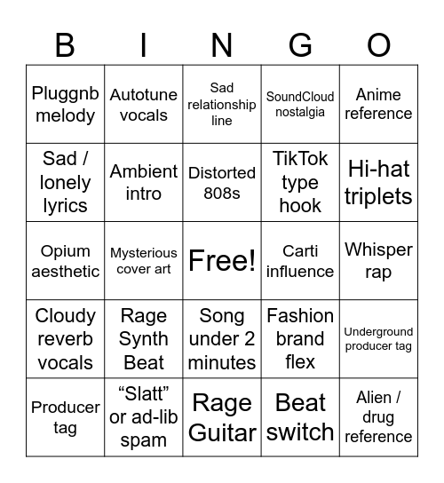 Underground Bingo Card