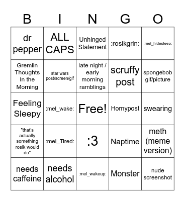 Rosik Ren Daily Bingo Card