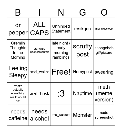 Rosik Ren Daily Bingo Card