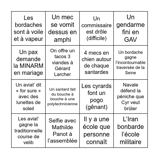 Bingo du SIGEM Bingo Card