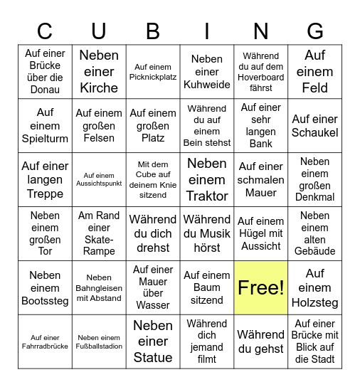 🟥 Schweres Cubing-Bingo 🟥 Bingo Card