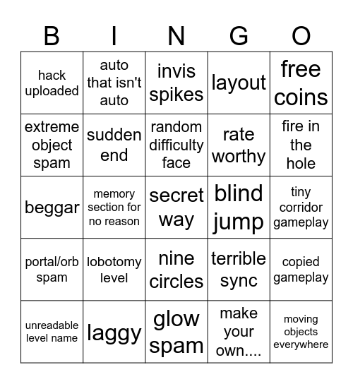 recent tab Bingo Card