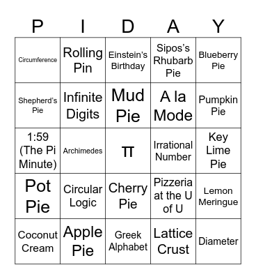 Midas Creek Pi Day 2026 Bingo Card