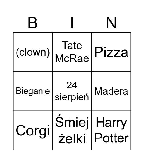 GOSIAAA Bingo Card