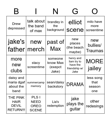 The music freak season 2 teories Bingo Card