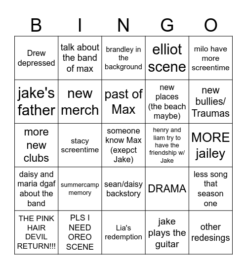 The music freak season 2 teories Bingo Card