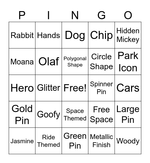 Pingo Bingo Card