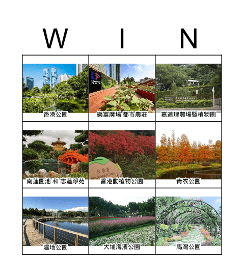觀賞植物好去處 Bingo Card