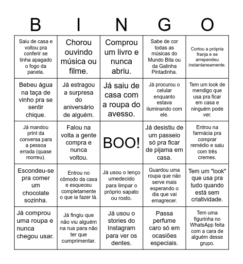 "EU JÁ FIZ ISSO" Bingo Card