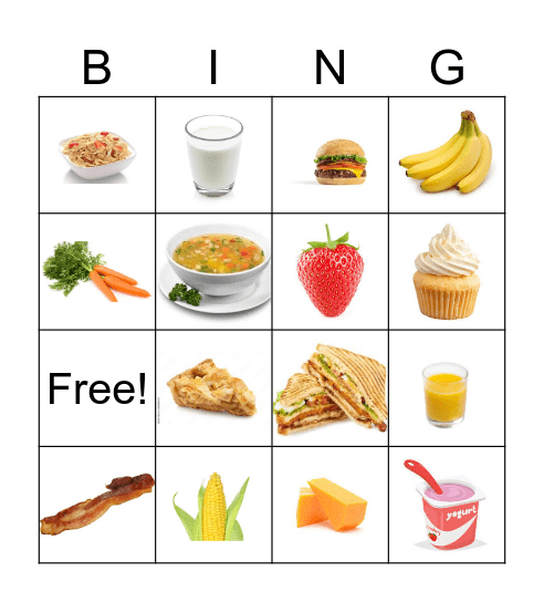 Food Bingo Card