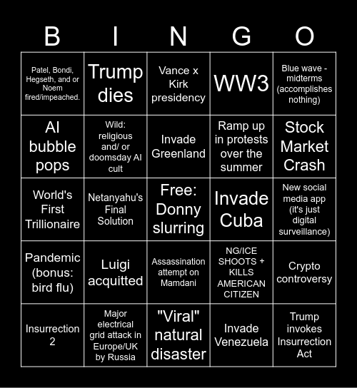 2026 Bingo Card