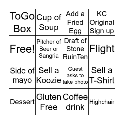 HCC Saturday night BINGO! Bingo Card