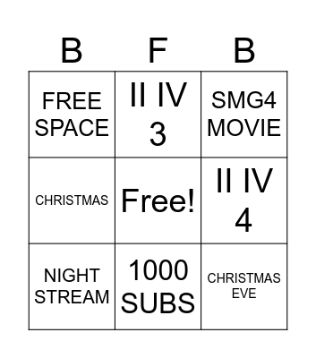 BFB & Live Streams Bingo Card