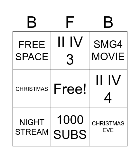 BFB & Live Streams Bingo Card