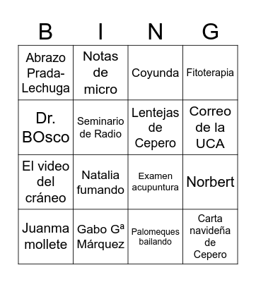 Bingo cena ecuador 2026 Bingo Card