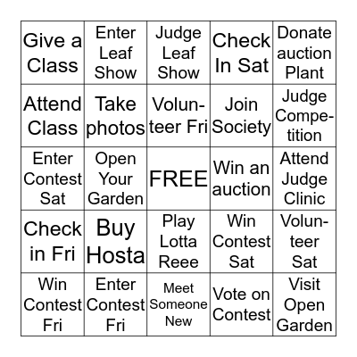 Garden Bingo Card