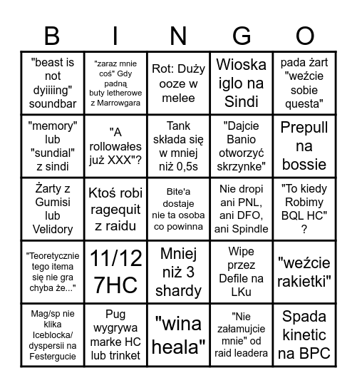 ICC Core Bingo Card