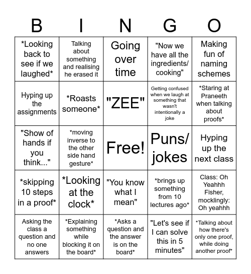 ECE 700 Bingo Card